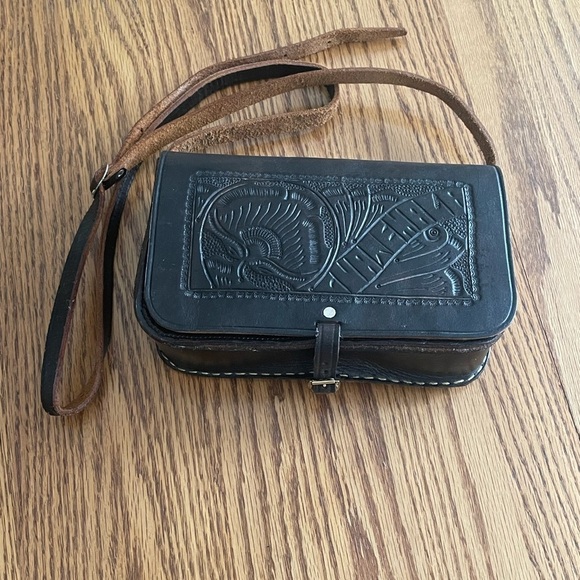 Vintage Brown Leather Hand Made Crossbody Purse - Picture 2 of 15